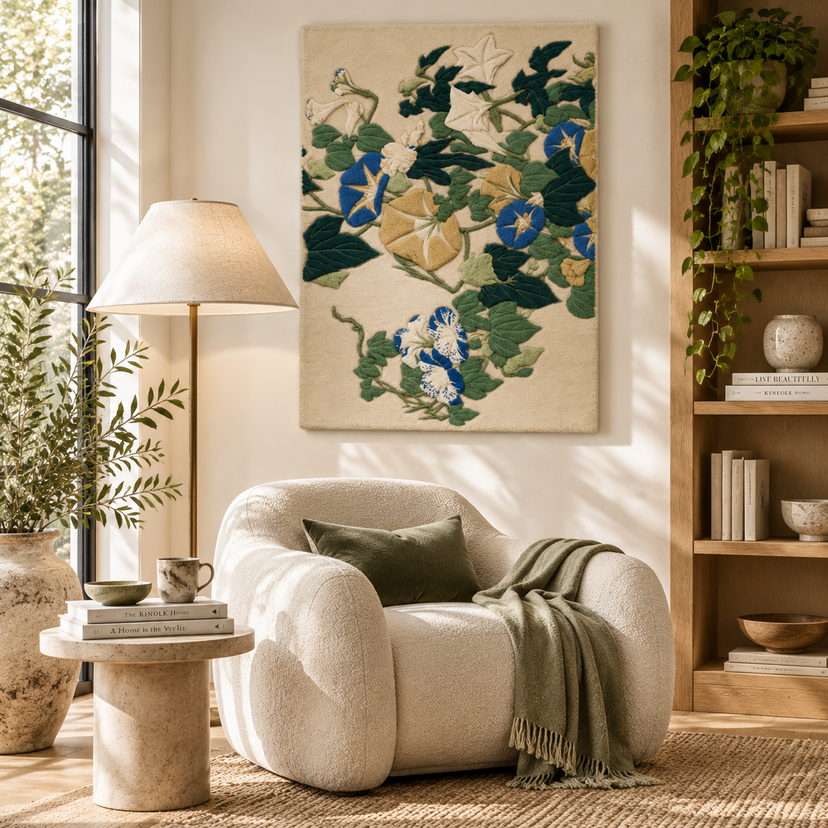 Morning Glories in Flowers and Buds by Katsushika Hokusai — room setting