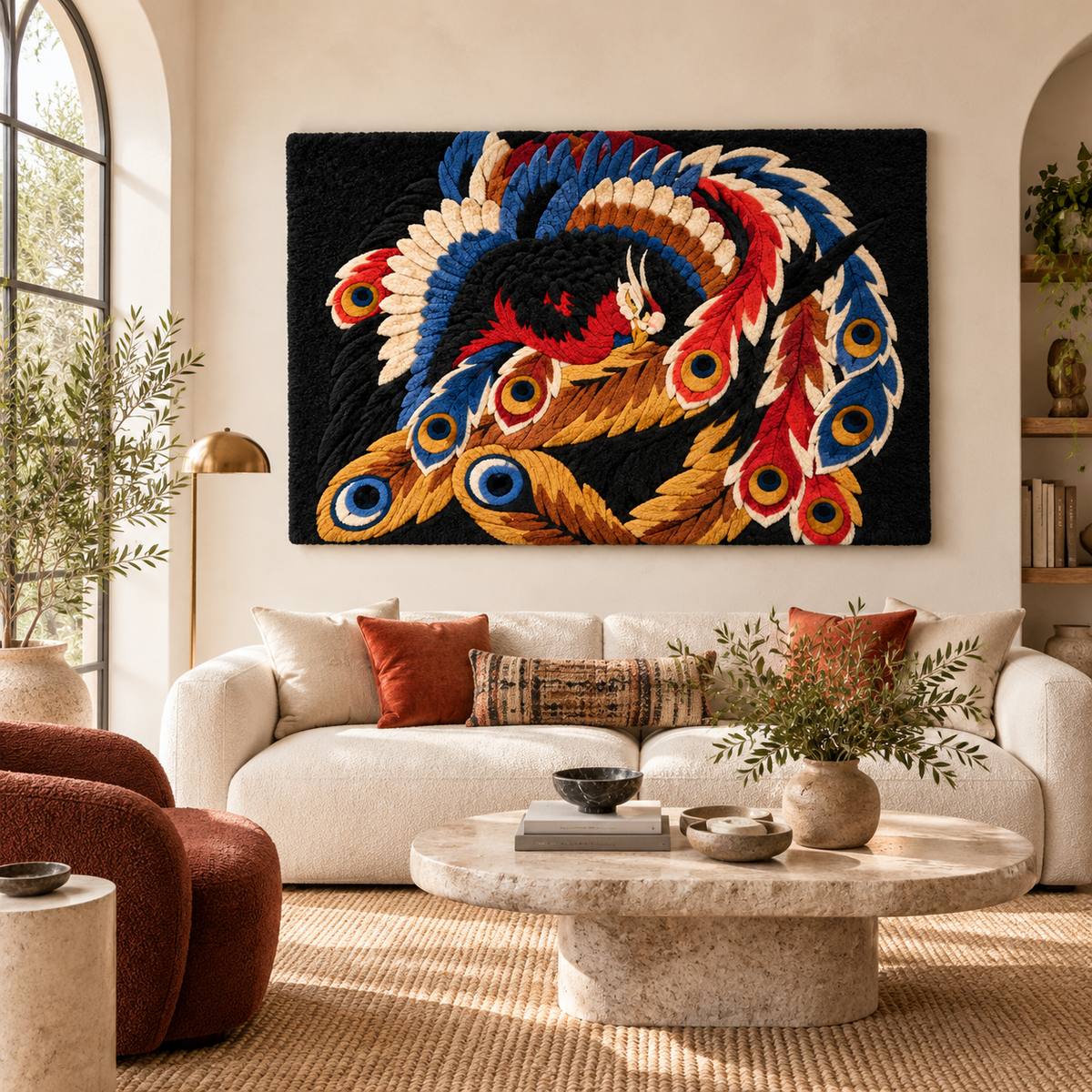 Phoenix, Ceiling Painting at Ganshoin Temple by Katsushika Hokusai — room setting