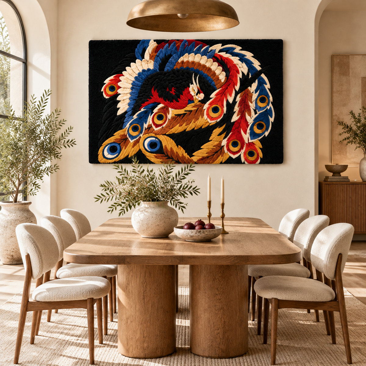 Phoenix, Ceiling Painting at Ganshoin Temple by Katsushika Hokusai — room setting