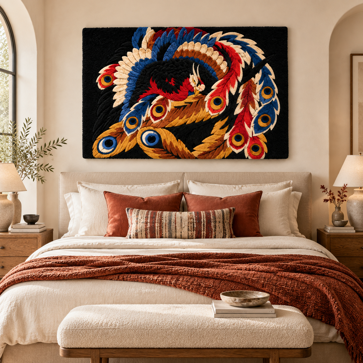 Phoenix, Ceiling Painting at Ganshoin Temple by Katsushika Hokusai — room setting