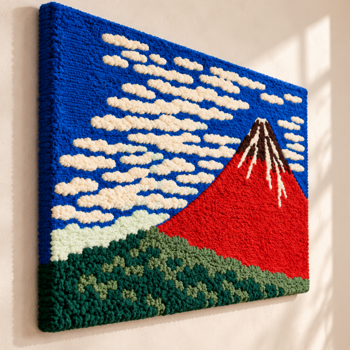 South Wind, Clear Sky (Red Fuji) by Katsushika Hokusai — angled relief view