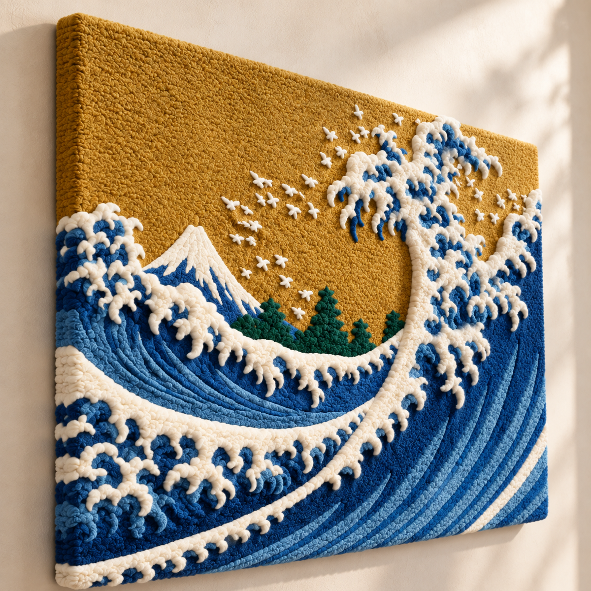 The Big Wave from One Hundred Views of Mount Fuji (Colored Version) after Katsushika Hokusai — angled relief view