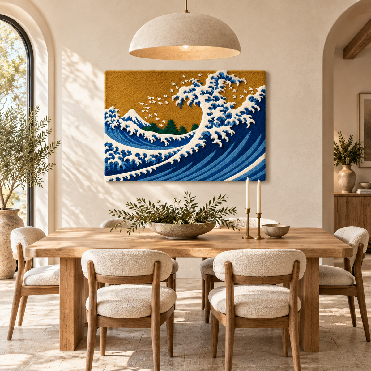 The Big Wave from One Hundred Views of Mount Fuji (Colored Version) after Katsushika Hokusai — room setting