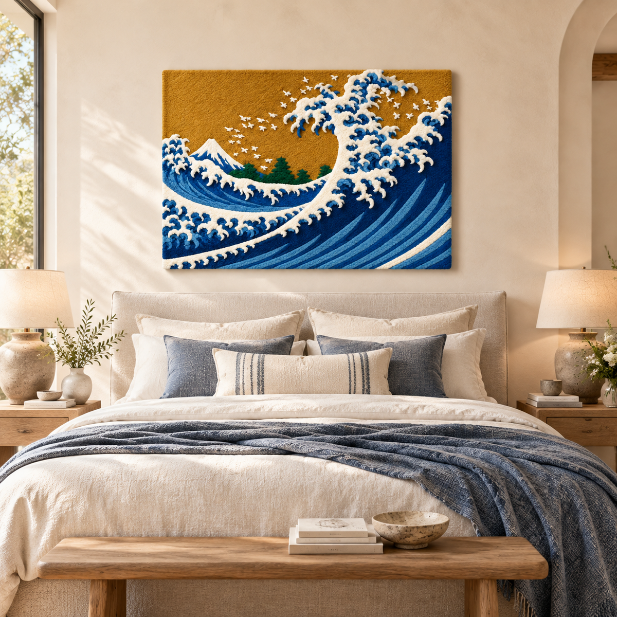The Big Wave from One Hundred Views of Mount Fuji (Colored Version) after Katsushika Hokusai — room setting