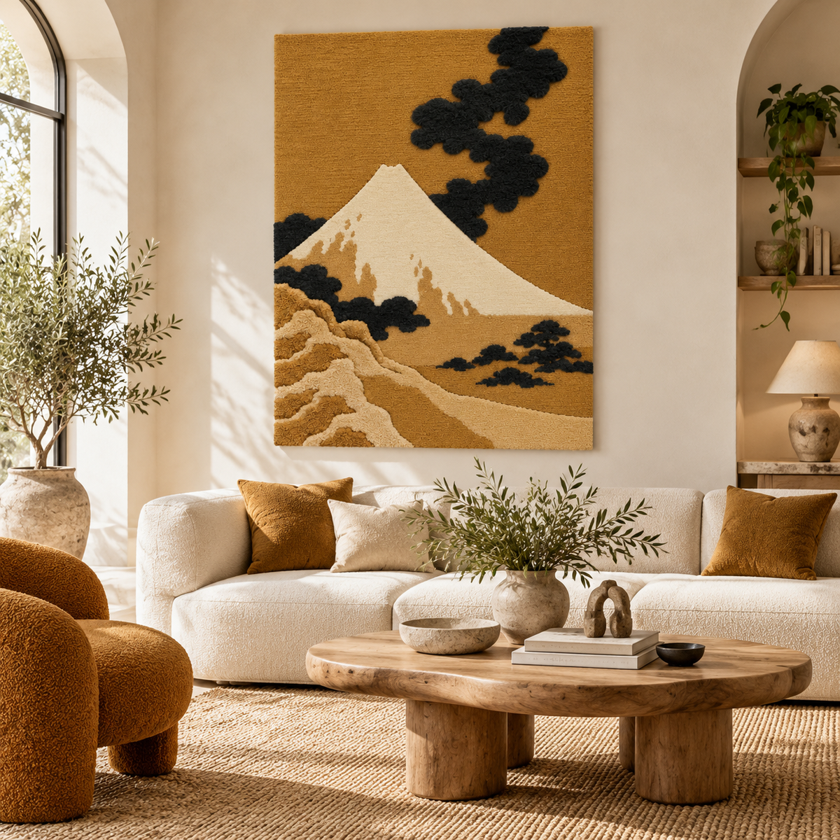 The Dragon of Smoke Escaping from Mount Fuji by Katsushika Hokusai — room setting