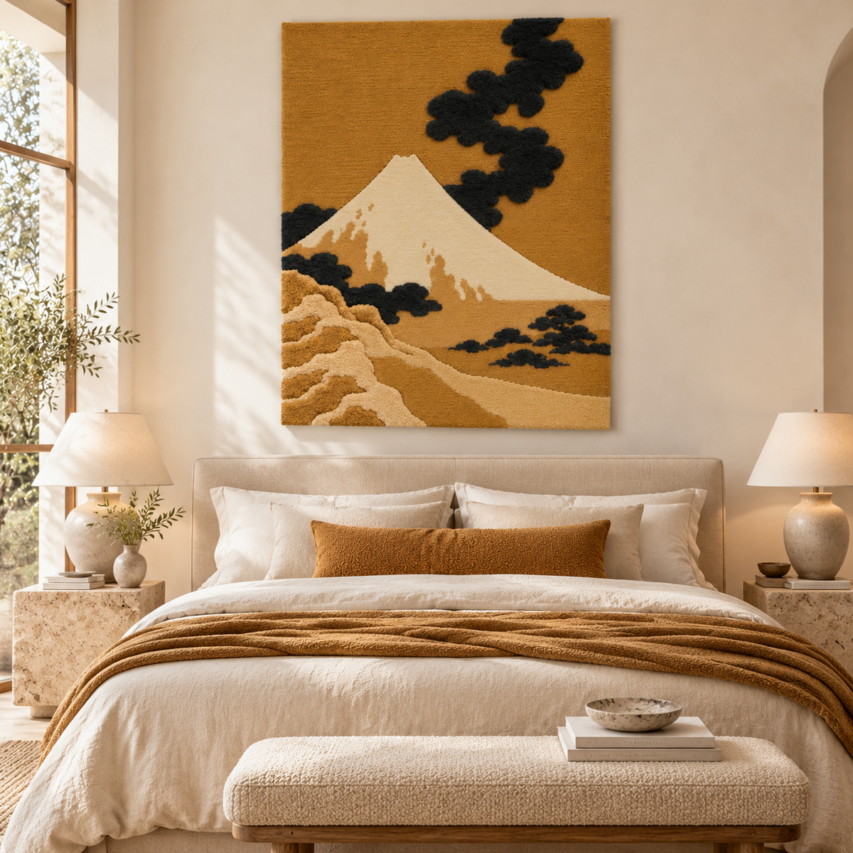 The Dragon of Smoke Escaping from Mount Fuji by Katsushika Hokusai — room setting