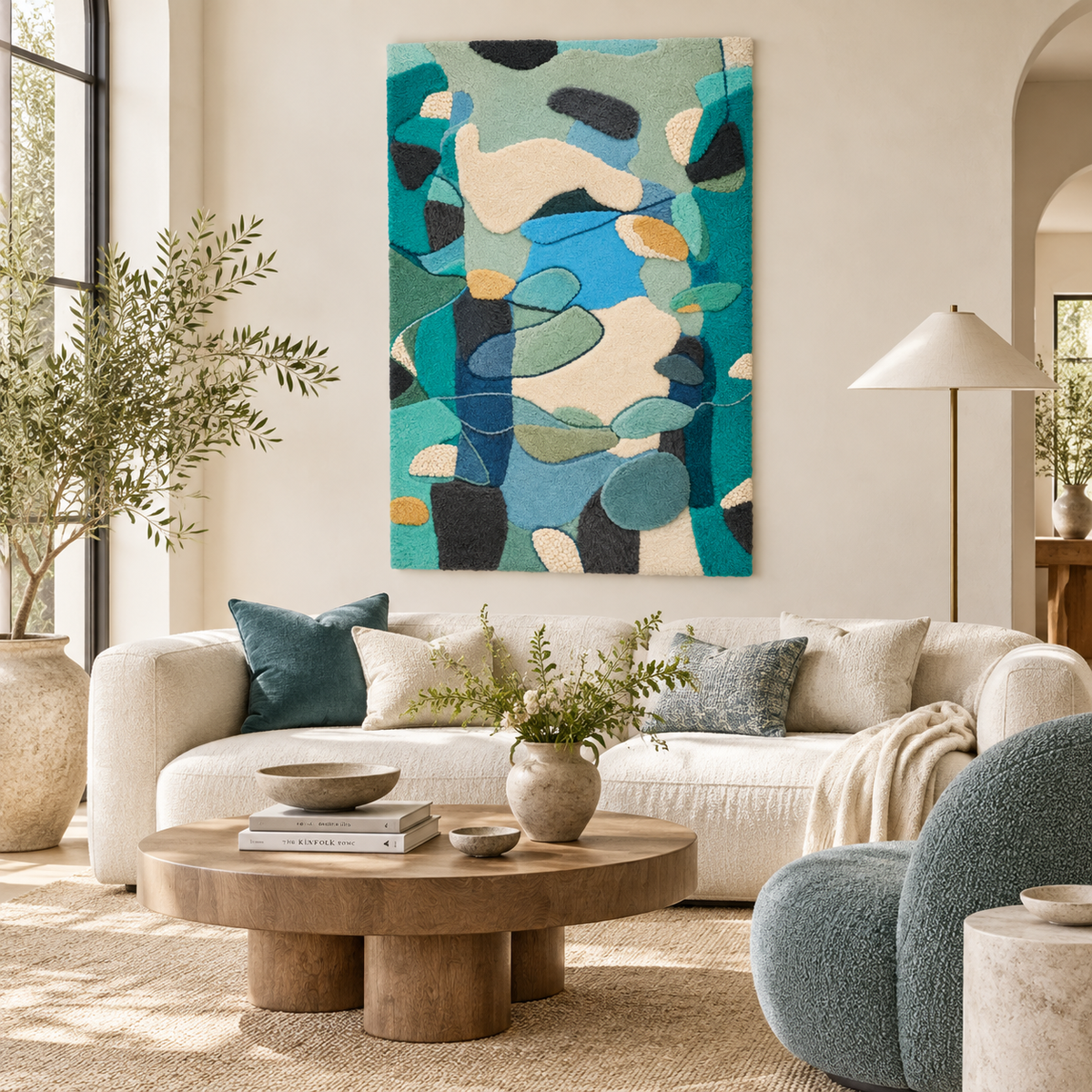 Lagoon Pebble Drift — front-facing room scene