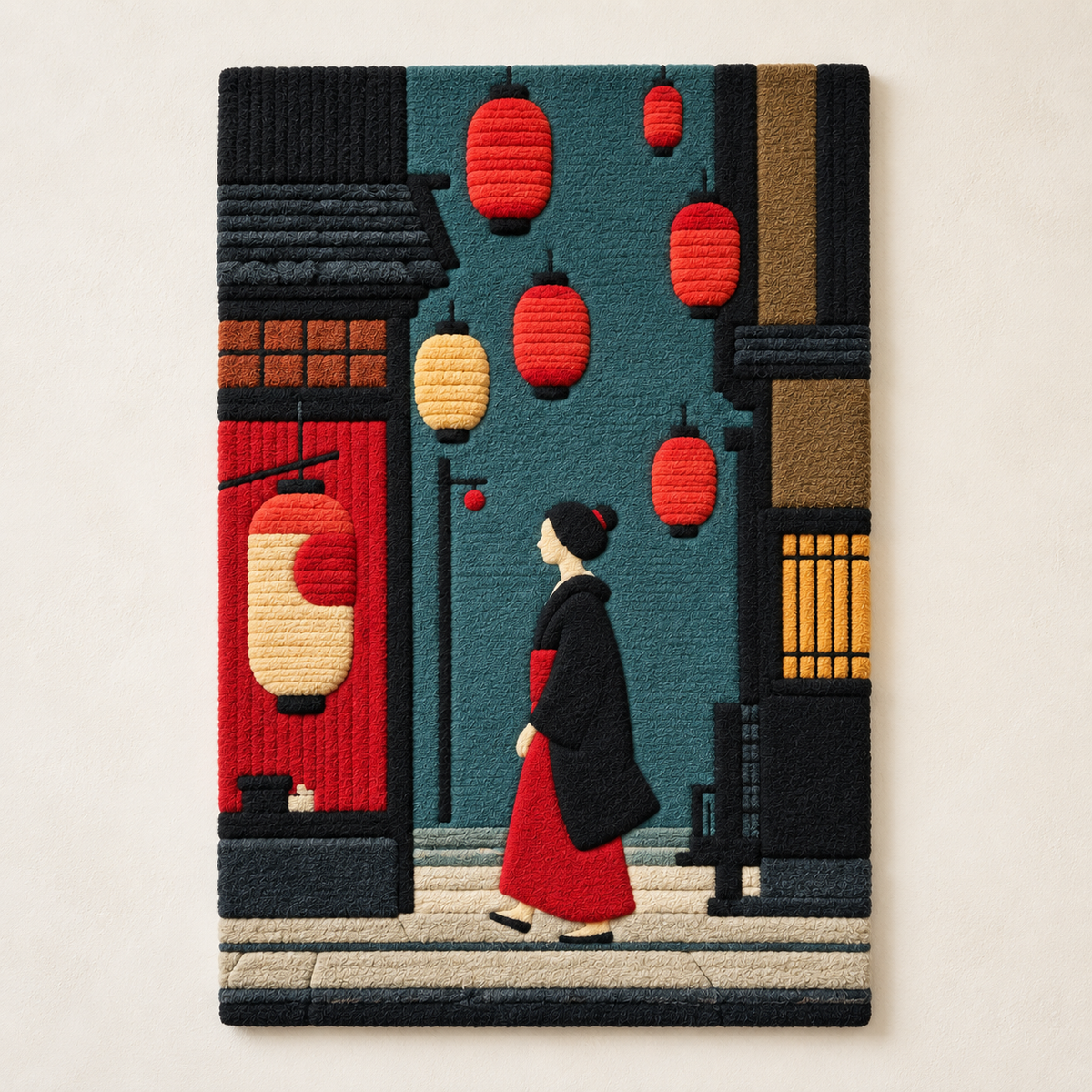 Hewn Earth Lantern Lane Stroll wall art featuring a charming outdoor lantern scene in a natural, artistic design.