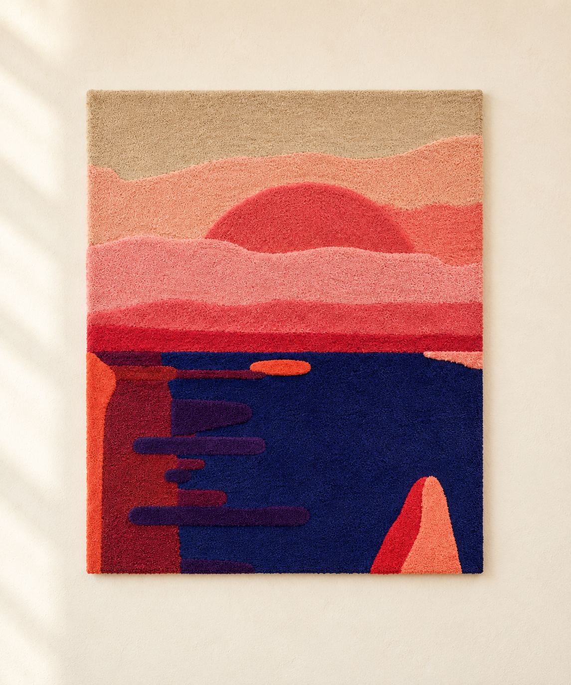 Hewn Earth wall art titled "Last Sail at Sunset" depicting a sailboat scene at sunset with warm colors on a canvas print