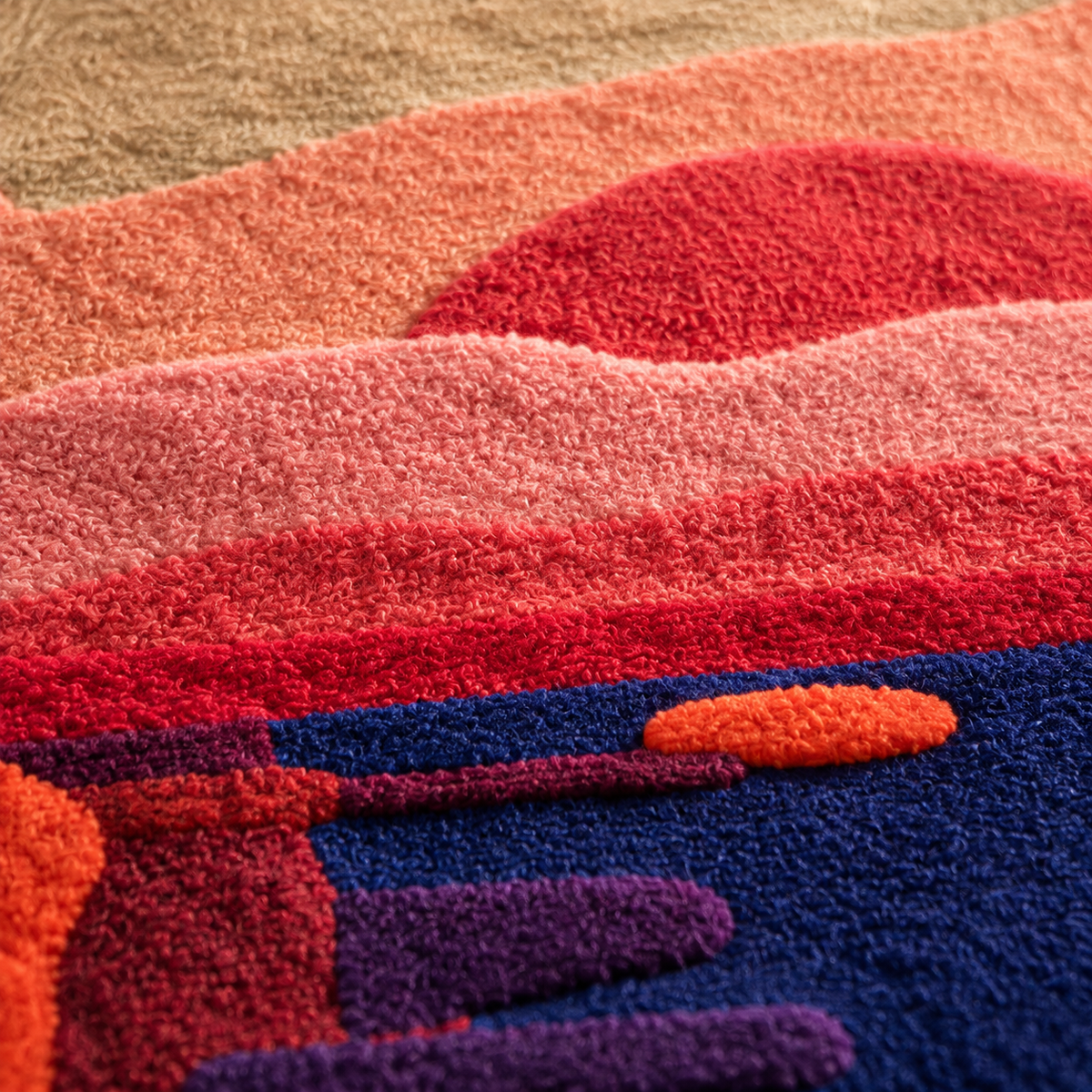 Last Sail at Sunset — tufted wool texture detail