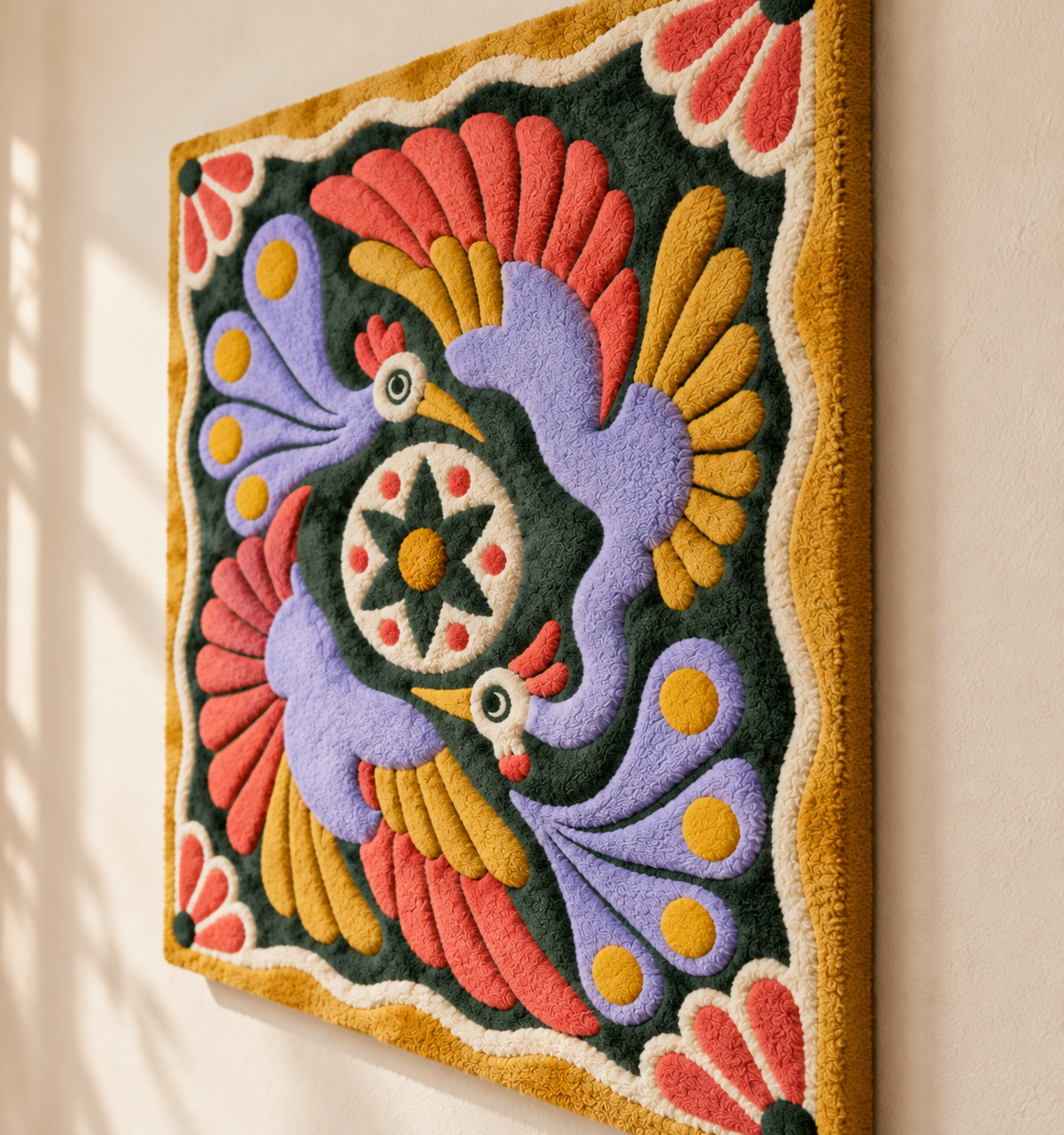 Lavender Birds Around the Sun — angled relief view