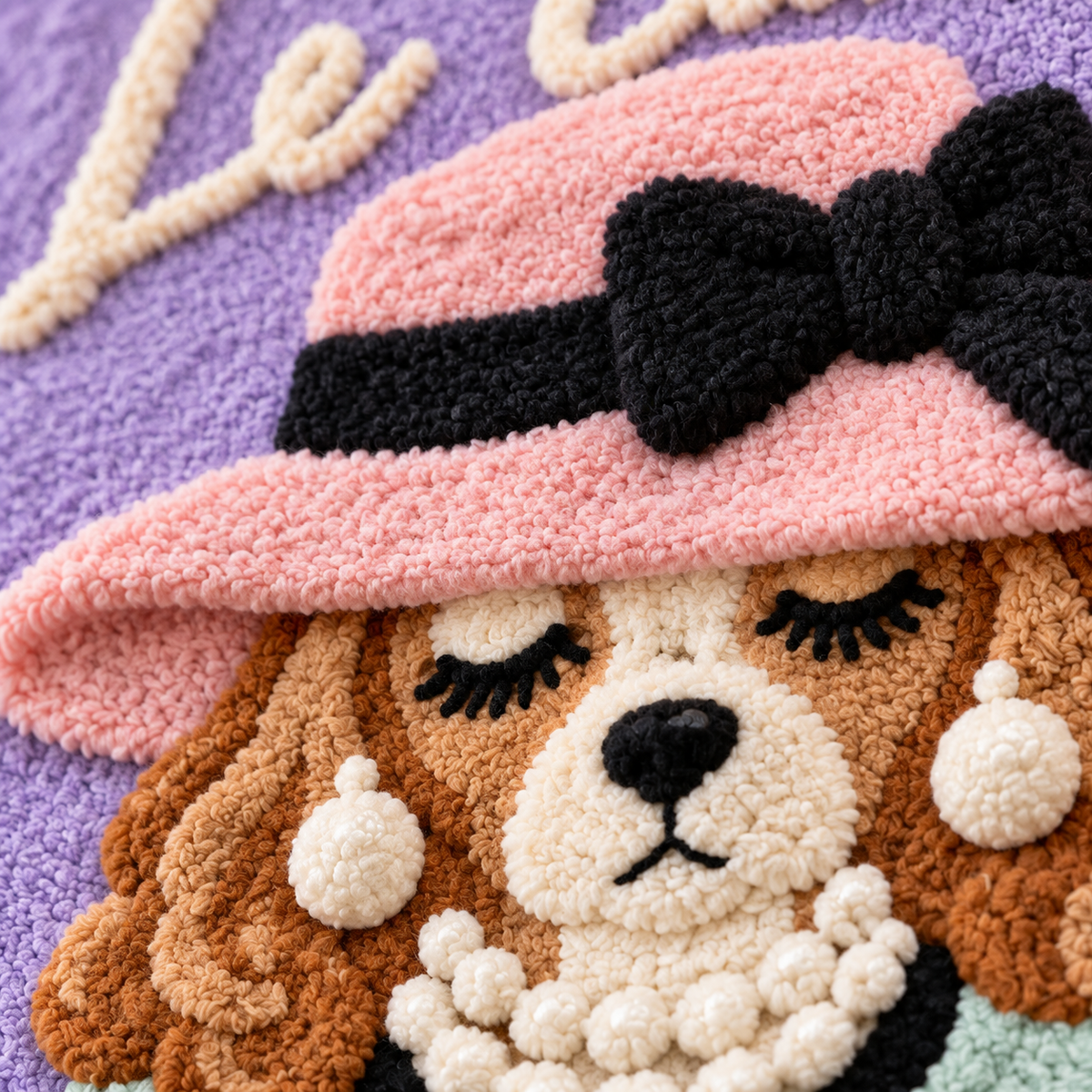 Le Canine Lavender Gazette — tufted wool texture detail