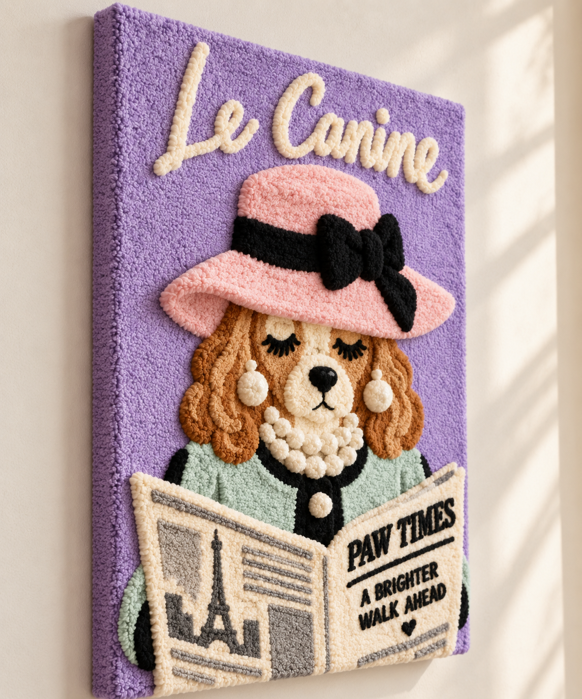Le Canine Lavender Gazette — angled relief view