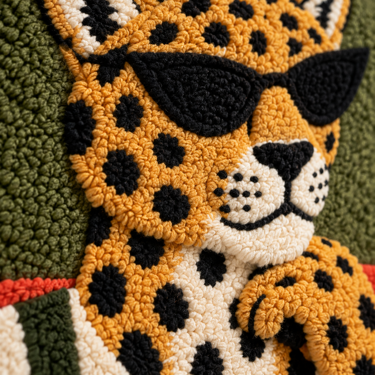 Leopard at Aperitif Hour — tufted wool texture detail