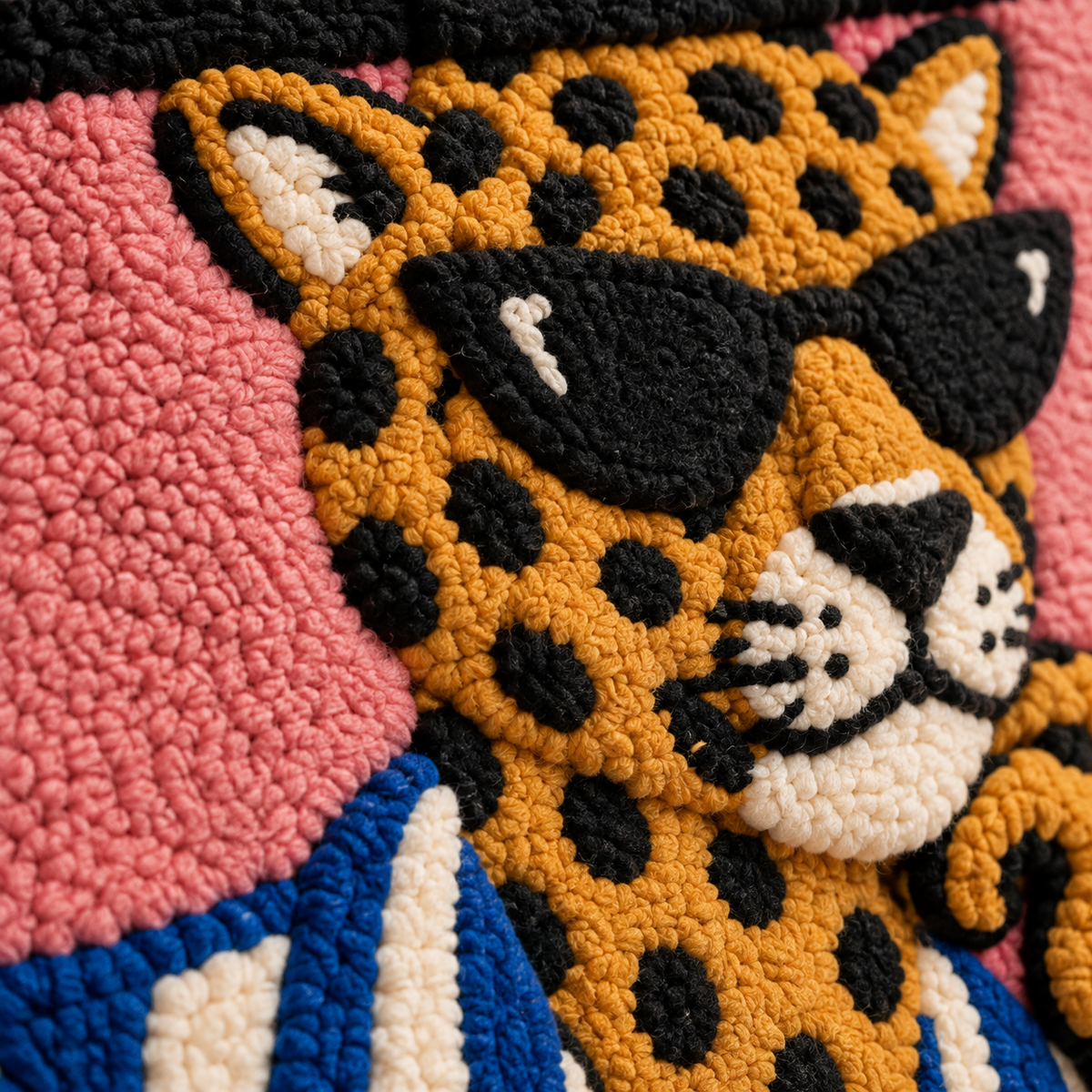 Leopard at the Terrace Table — tufted wool texture detail
