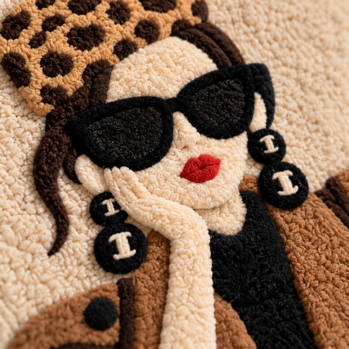 Leopard Hat Lounge — tufted wool texture detail