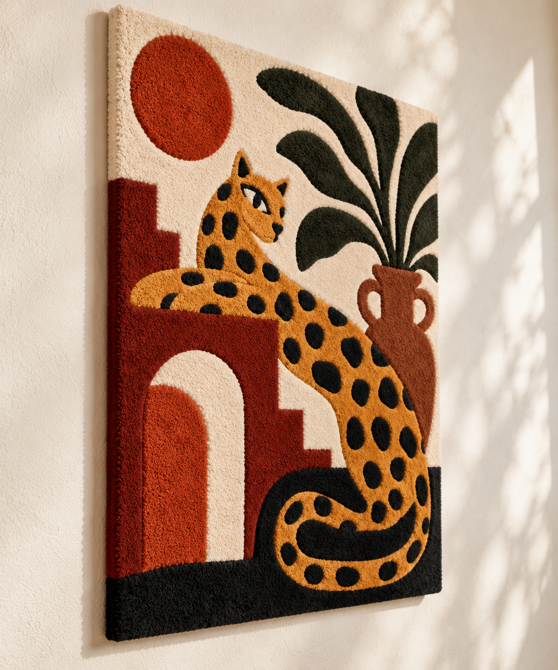 Leopard on Terracotta Terrace — angled relief view