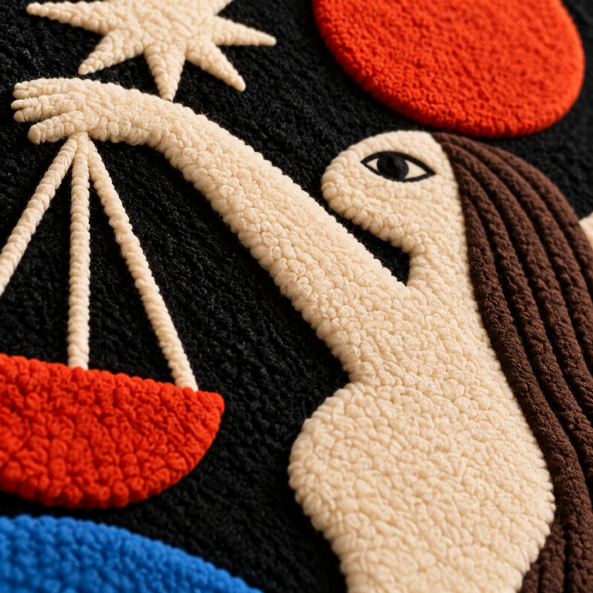 Libra in Balance — tufted wool texture detail