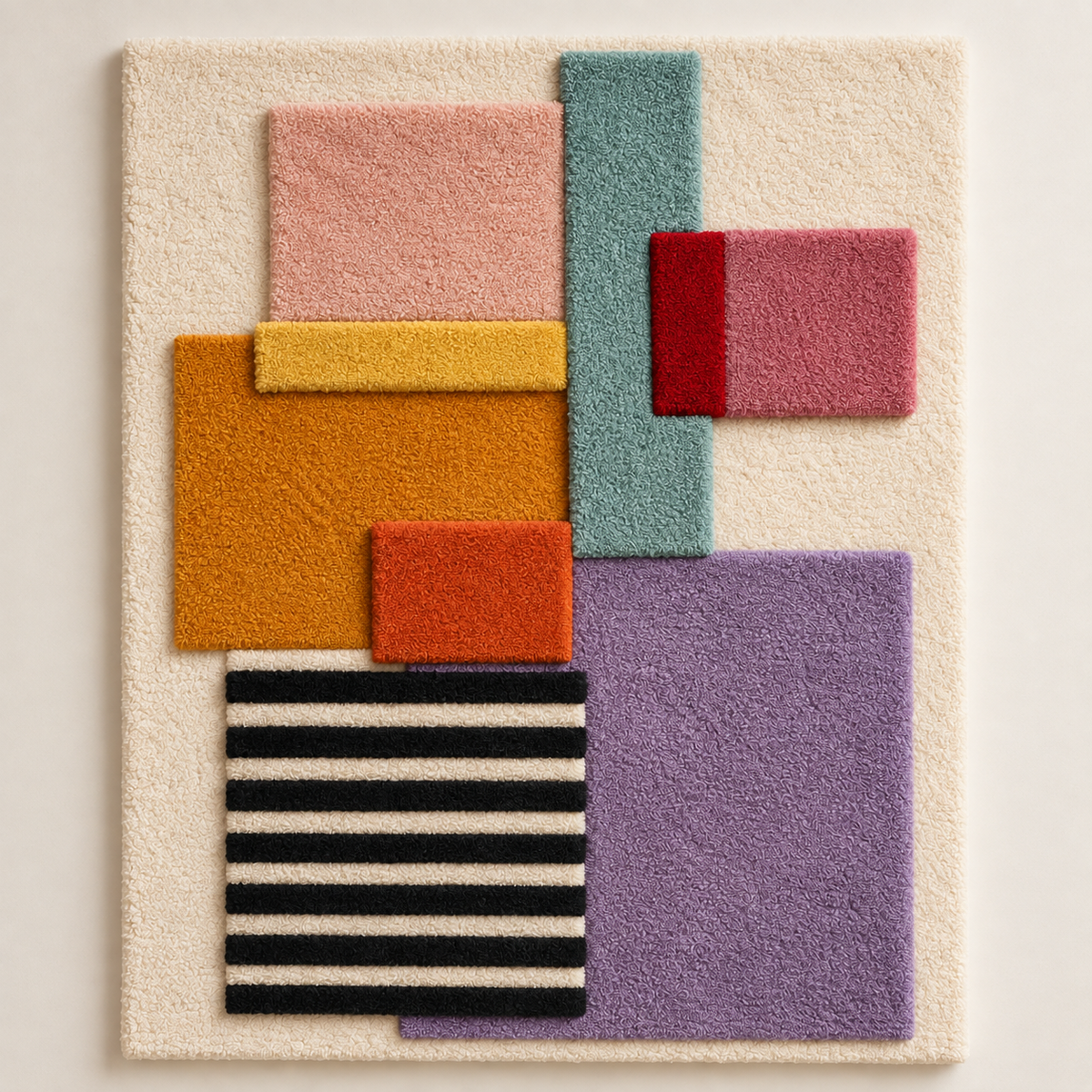 Hewn Earth wall art featuring lilac-colored blocks with a striped coda design, modern and decorative home wall decor.