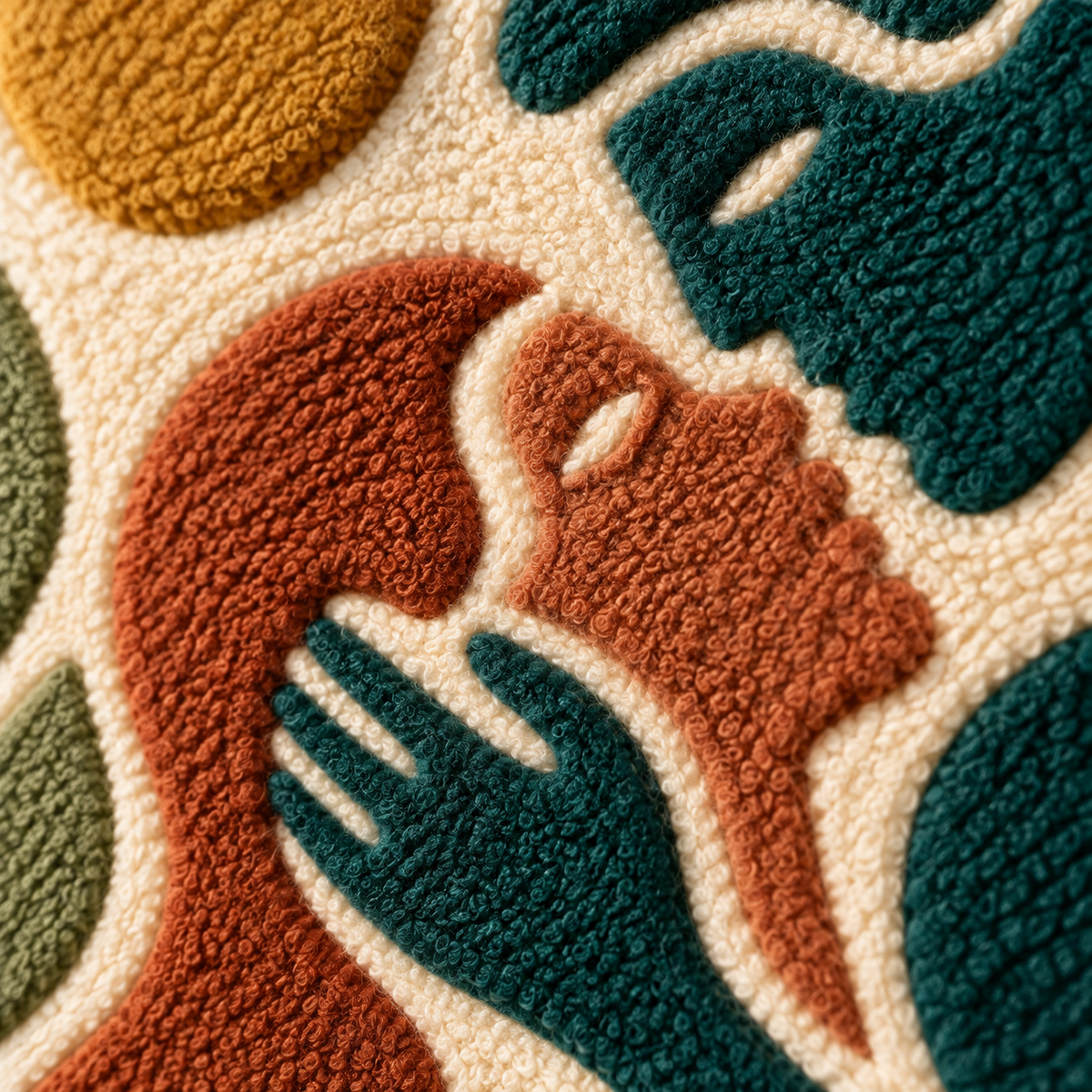 Lovers in the Olive Grove — tufted wool texture detail