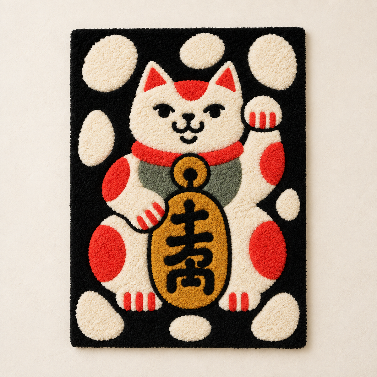 Hewn Earth Lucky Cat Celebration wall art with colorful design and festive details, perfect for cheerful home decor.