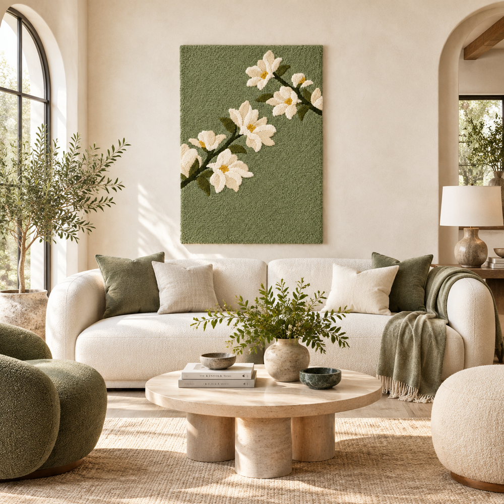 Magnolia Branch on Sage — front-facing room scene