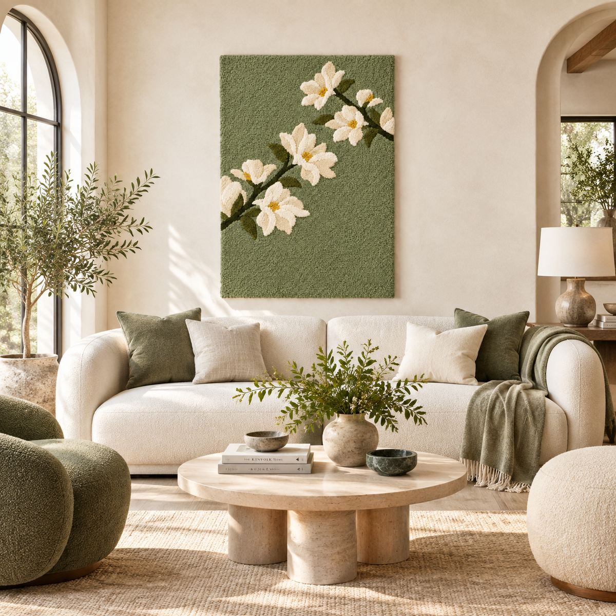 Magnolia Branch on Sage — front-facing room scene