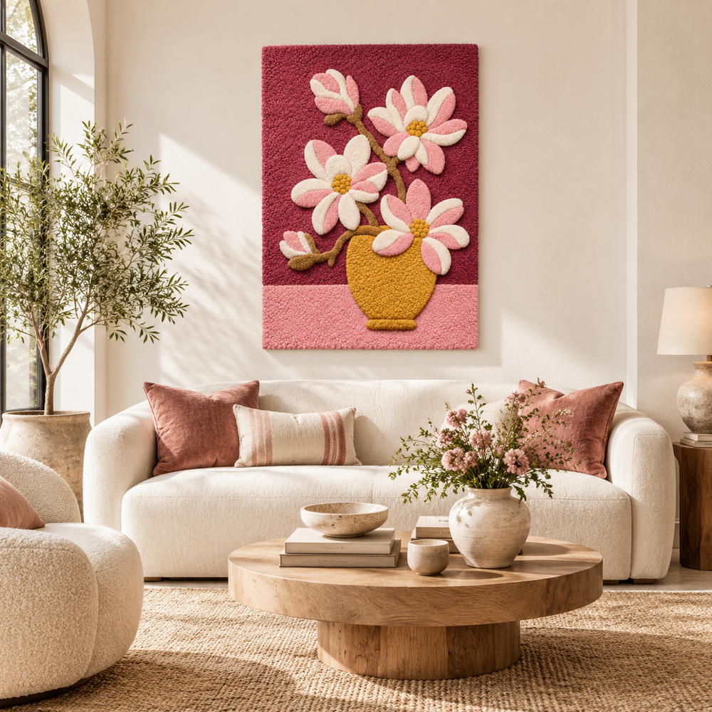 Magnolia in a Golden Vase — front-facing room scene [room-front]