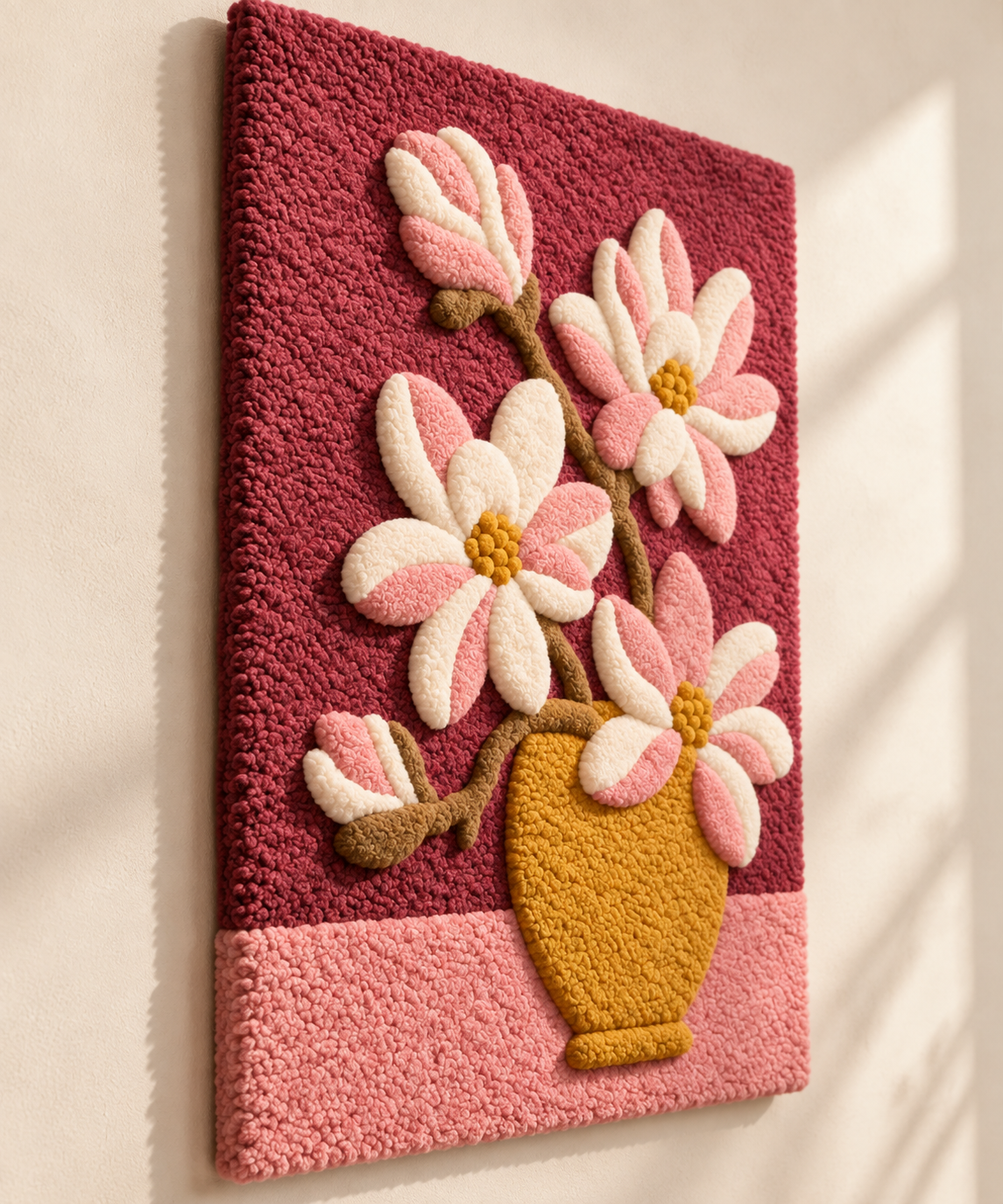 Magnolia in a Golden Vase — angled relief view