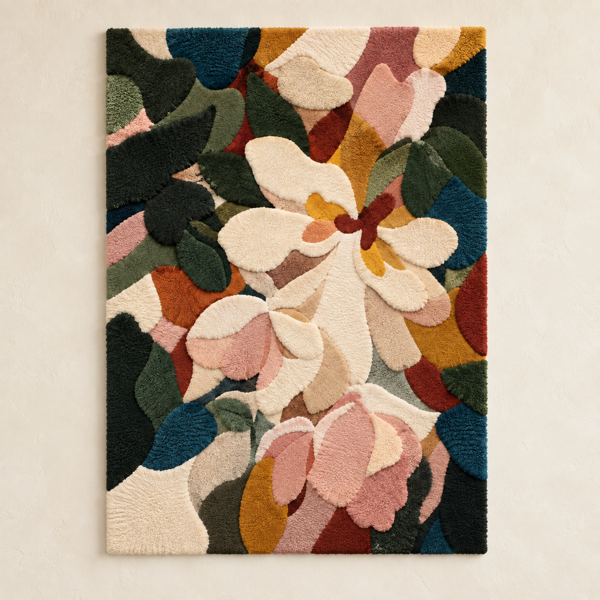 Hewn Earth wall art featuring a vibrant magnolia flower in emerald green shades, displayed as a decorative botanical print.