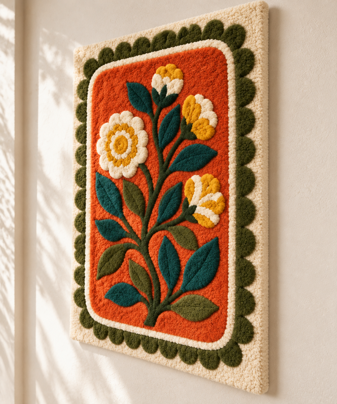Marigold Garden Panel — angled relief view