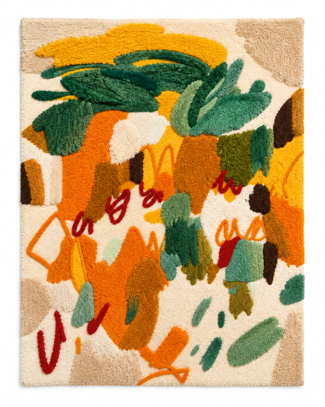 Hewn Earth Marigold Gesture Garden wall art features vibrant marigold flower design on a light background.