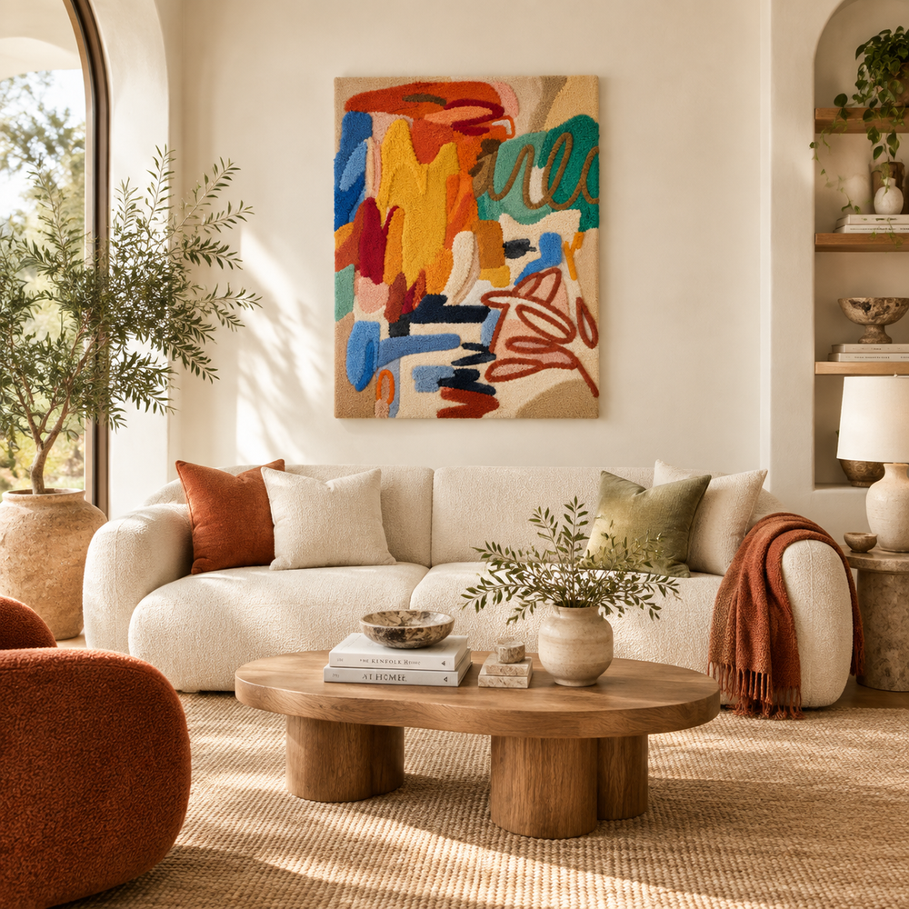 Marigold Painted Gesture — front-facing room scene