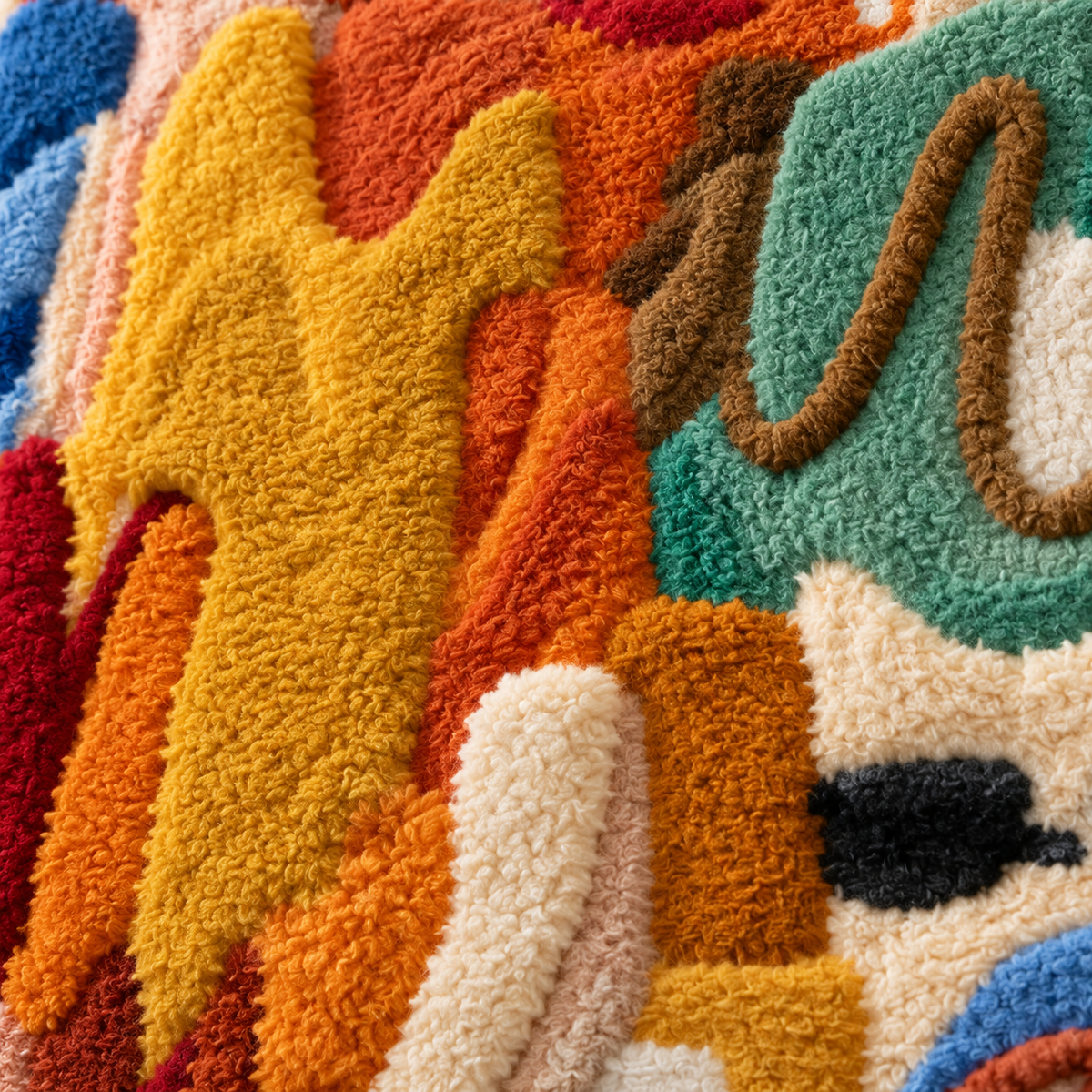 Marigold Painted Gesture — tufted wool texture detail