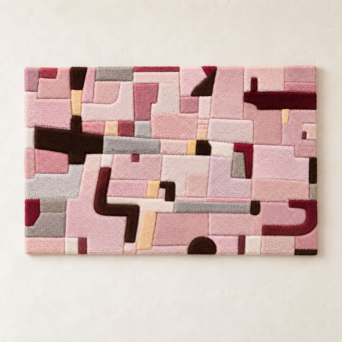 Mauve City Connections wall art by Hewn Earth, featuring abstract cityscape design in soft mauve tones.
