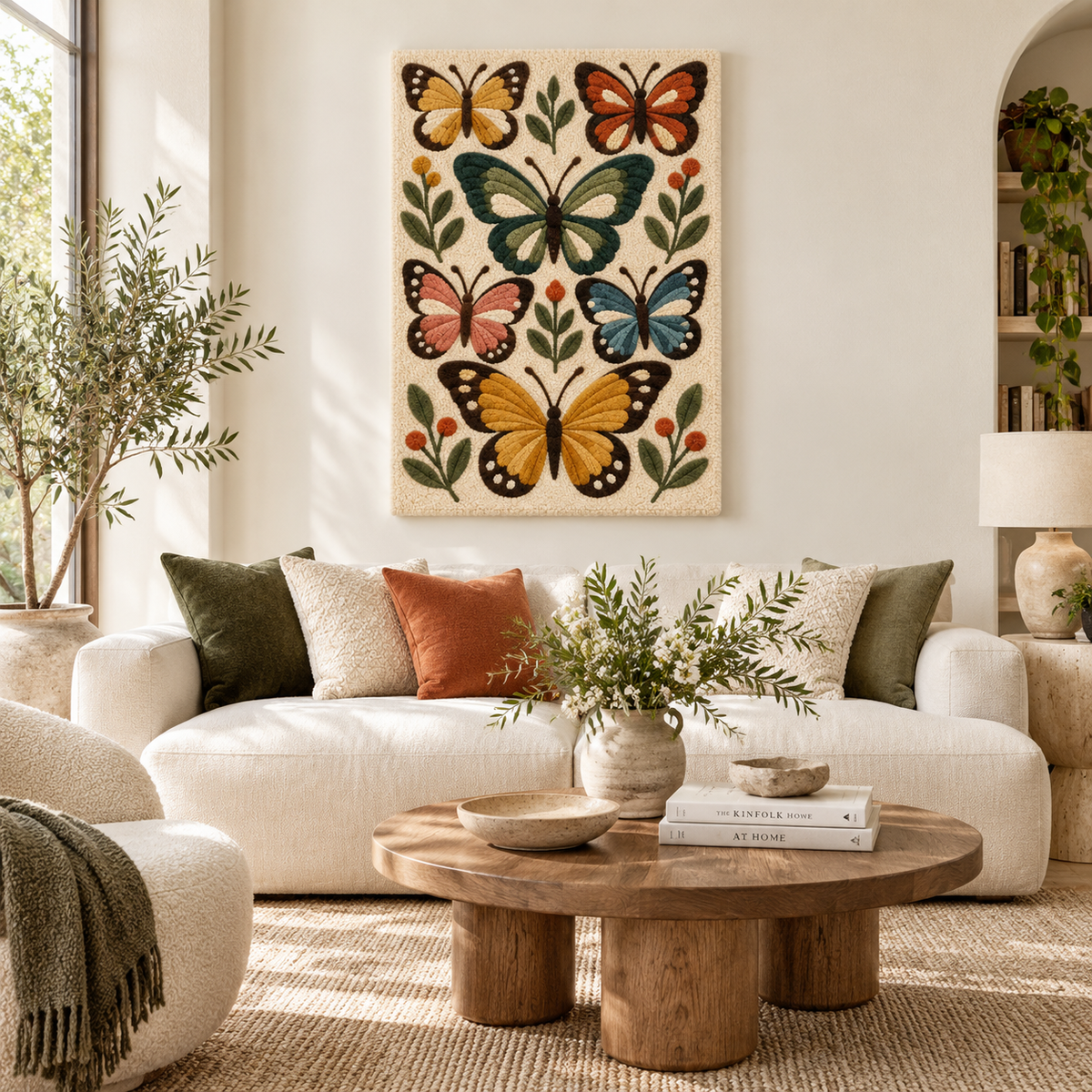Hewn Earth Meadow Butterfly Collection wall art featuring colorful butterflies on a natural meadow scene, ideal for home decor.