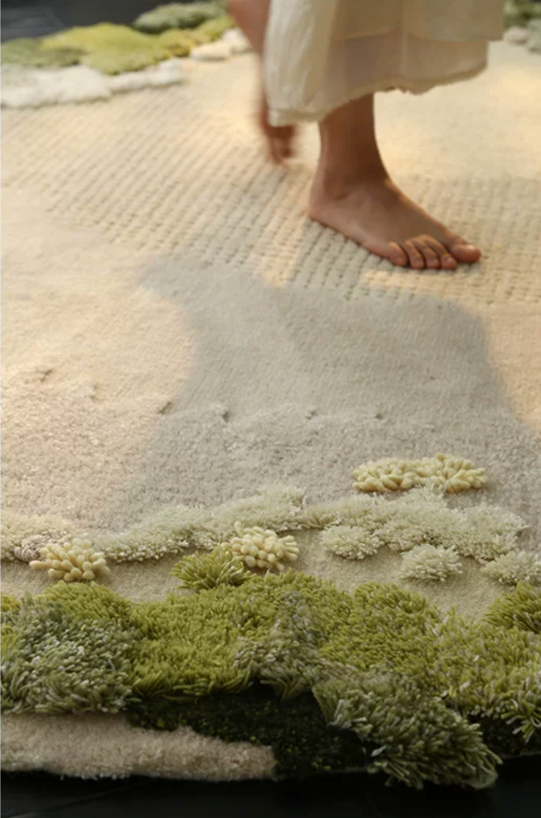 Hewn Earth Studio Meadow rug with a natural, earthy pattern, showcasing soft textures and organic design elements.