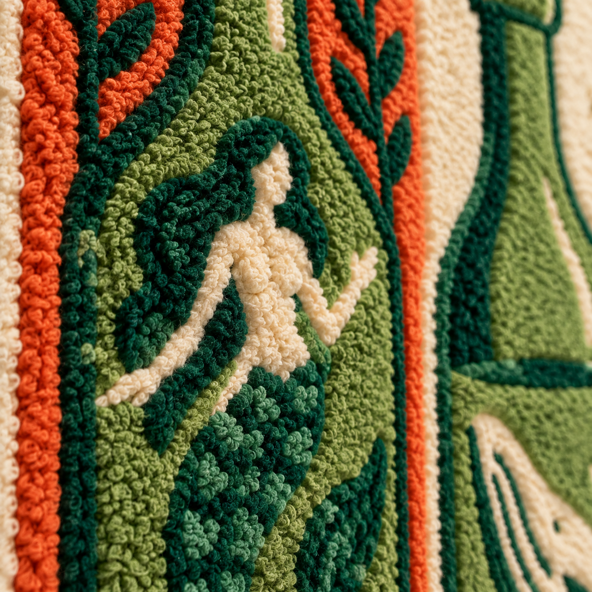Mermaid Bottles and Coral Beacon — tufted wool texture detail