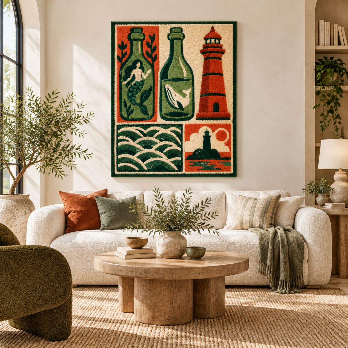 Mermaid Bottles and Coral Beacon — front-facing room scene [room-front]