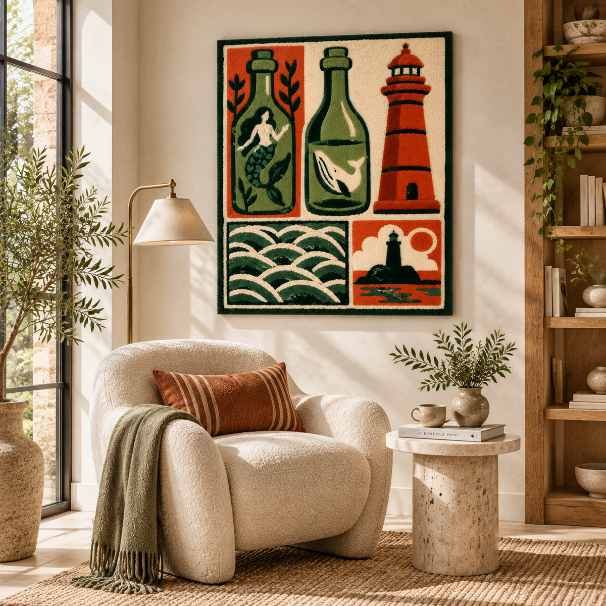 Mermaid Bottles and Coral Beacon — front-facing room scene [room-front]