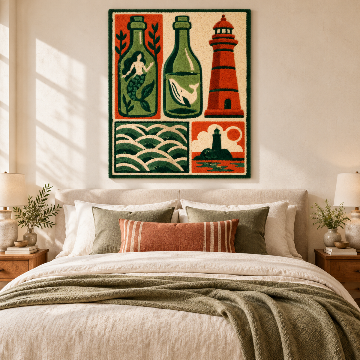 Mermaid Bottles and Coral Beacon — front-facing room scene [room-front]