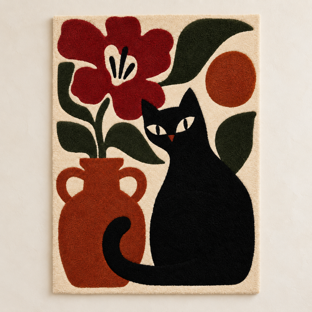 Midnight Cat with Crimson Bloom — front product view [product-light]