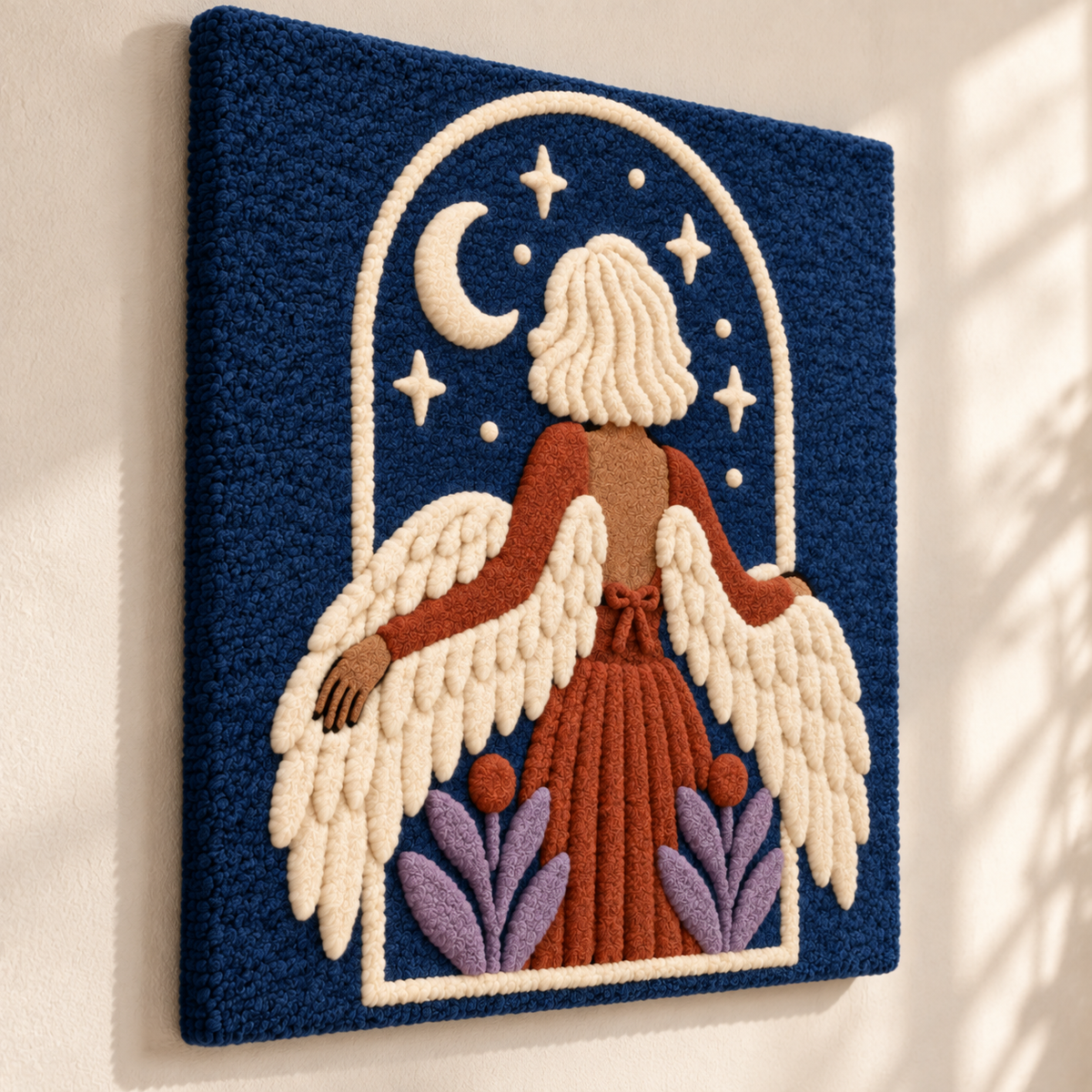 Midnight Garden Angel — angled relief view