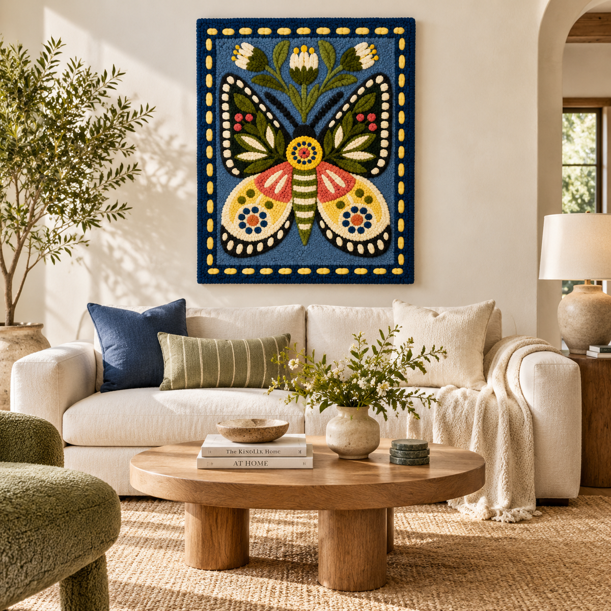 Hewn Earth Midnight Garden Butterfly wall art featuring a detailed butterfly design on a dark background.