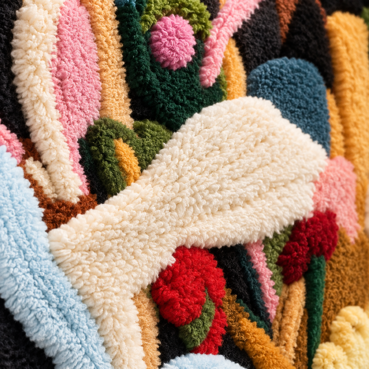 Midnight Garden Tangle — tufted wool texture detail