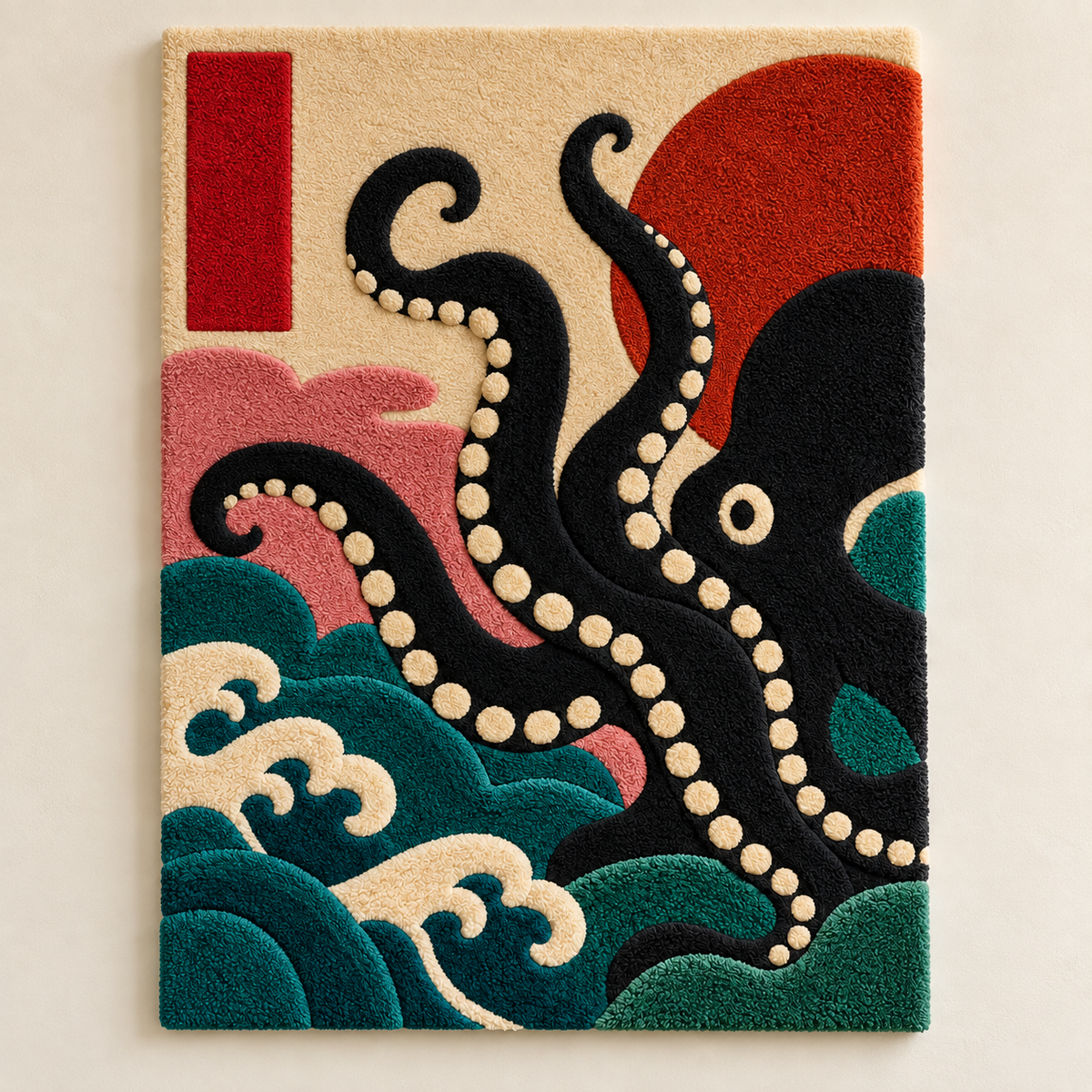 Hewn Earth Midnight Octopus Tide wall art featuring a detailed, dark-toned octopus design on a deep background.