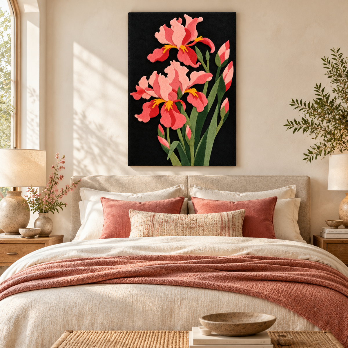 Midnight Pink Irises by Hewn Earth Studio — room setting