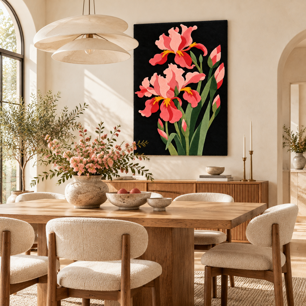 Midnight Pink Irises by Hewn Earth Studio — room setting