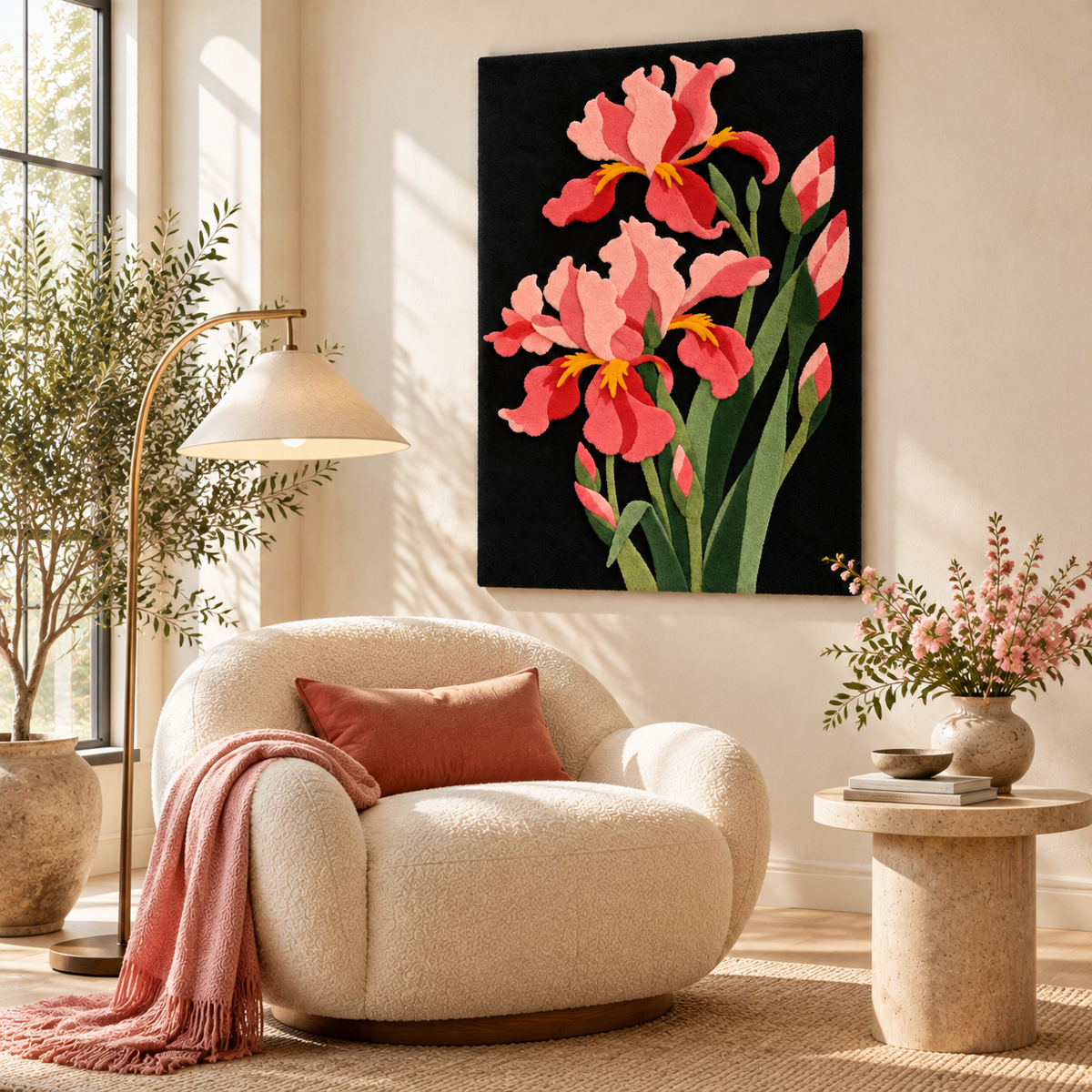 Midnight Pink Irises by Hewn Earth Studio — room setting