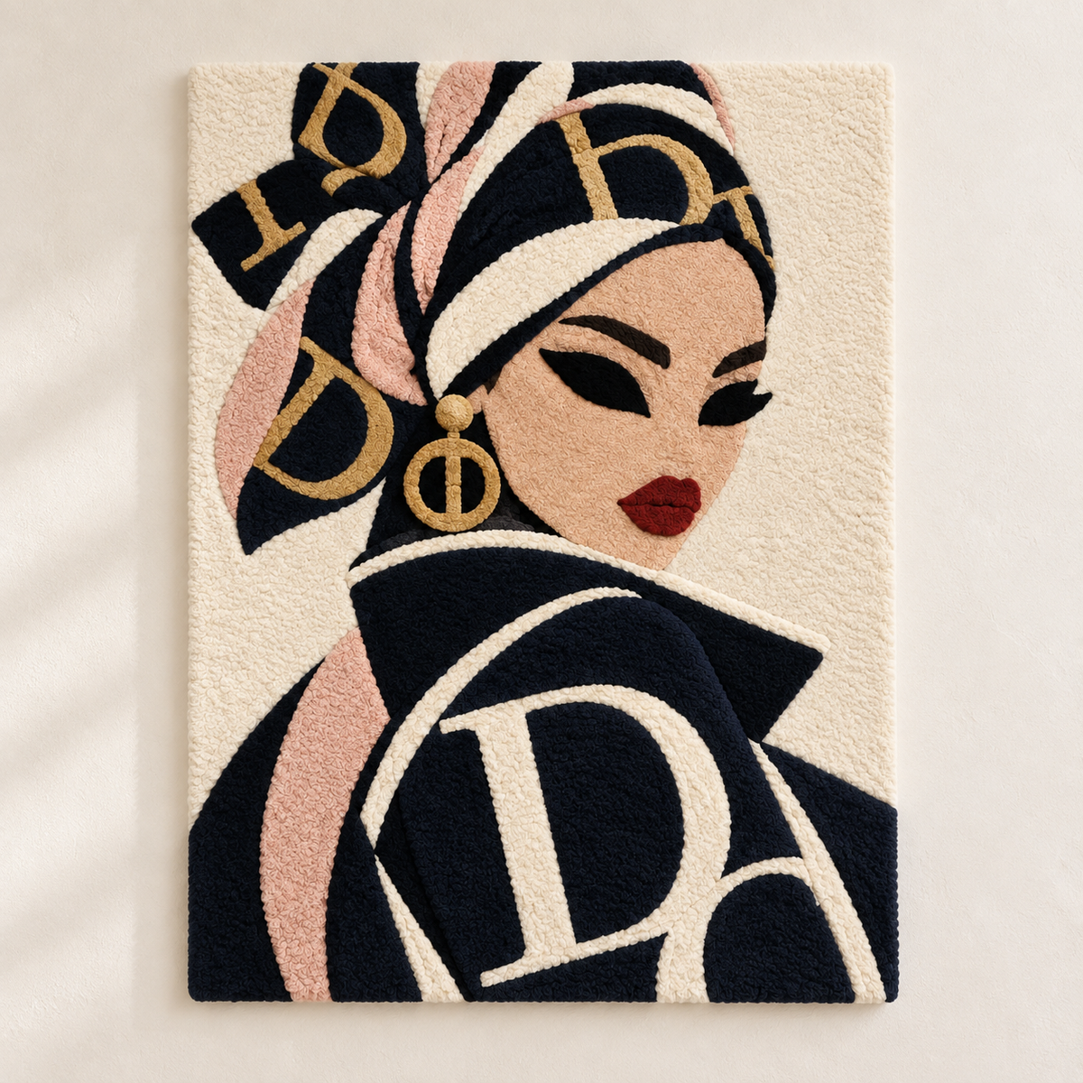Hewn Earth Midnight Wrap Blush Ribbons wall art featuring soft pink ribbon-like designs on a dark background.